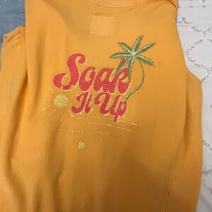 Aerie Yellow Crew Neck with Palm Graphic
